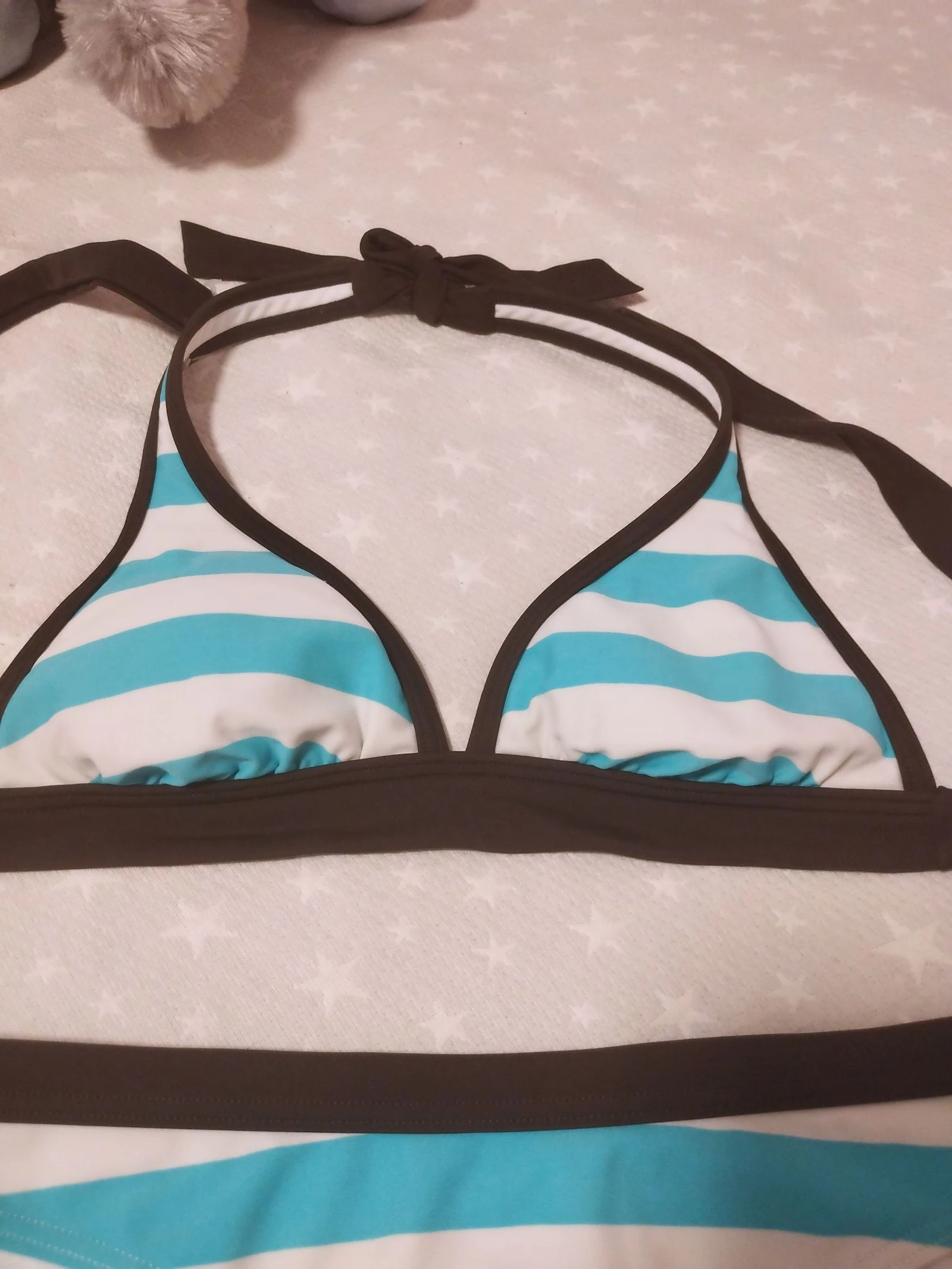 Espirit Bikini de dos piezas a rayas turquesa et blanc Taille 36 – photo 2
